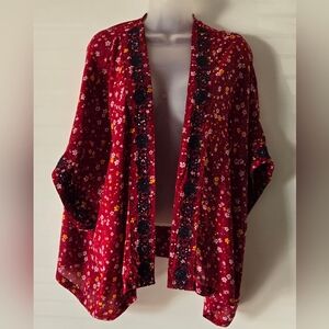 Arizona Jeans Co. Boho Hippie Shaw Lightweight Embroidery Down Front M/L